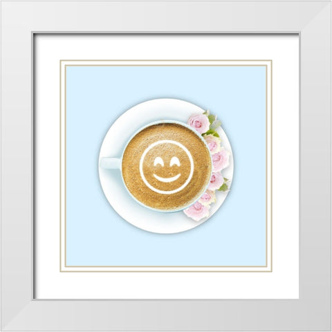 Coffee Happiness White Modern Wood Framed Art Print with Double Matting by Prime, Marcus