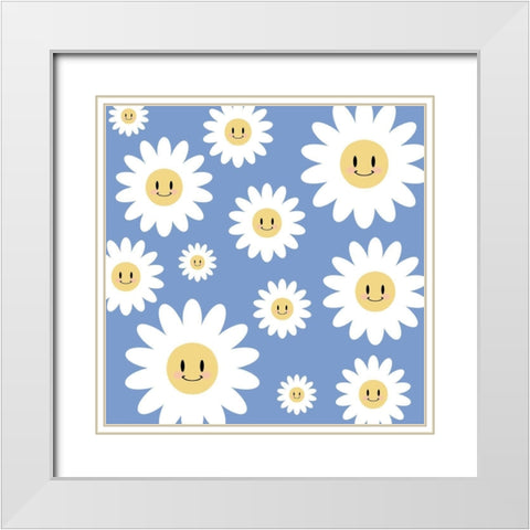 Happy Daisies 2 White Modern Wood Framed Art Print with Double Matting by Prime, Marcus