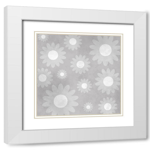 Monochromatic Floral White Modern Wood Framed Art Print with Double Matting by Prime, Marcus