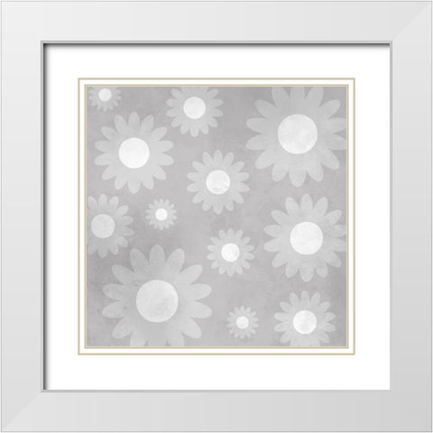 Monochromatic Floral White Modern Wood Framed Art Print with Double Matting by Prime, Marcus