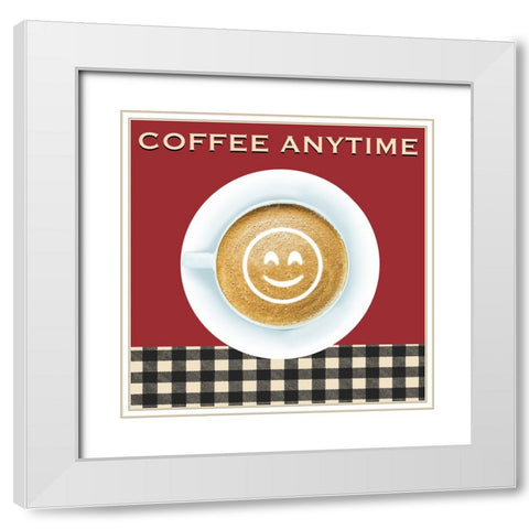 Coffee Anytime White Modern Wood Framed Art Print with Double Matting by Prime, Marcus