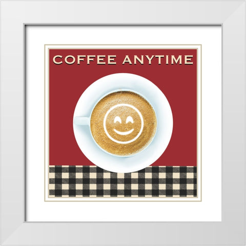 Coffee Anytime White Modern Wood Framed Art Print with Double Matting by Prime, Marcus