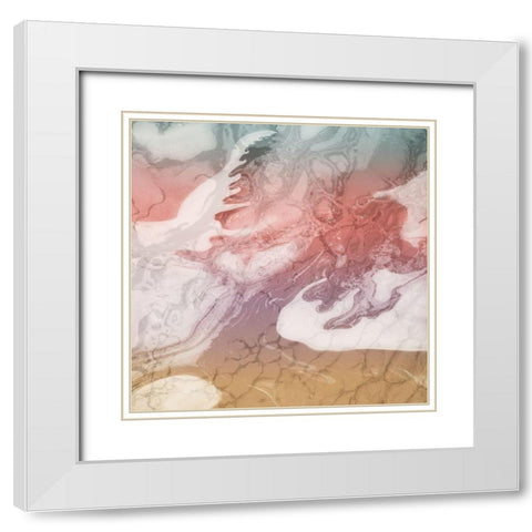 Pastel Abstract White Modern Wood Framed Art Print with Double Matting by Prime, Marcus
