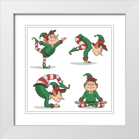 Yoga Elves 5 White Modern Wood Framed Art Print with Double Matting by Prime, Marcus