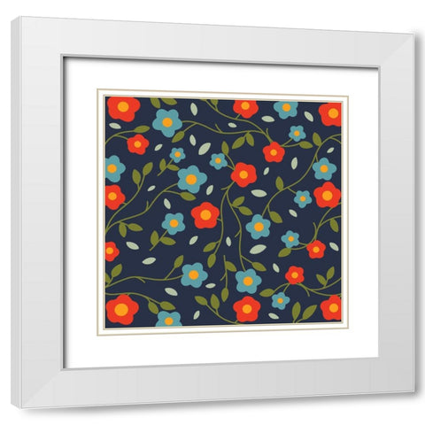 Vintage Blooms 1 White Modern Wood Framed Art Print with Double Matting by Prime, Marcus