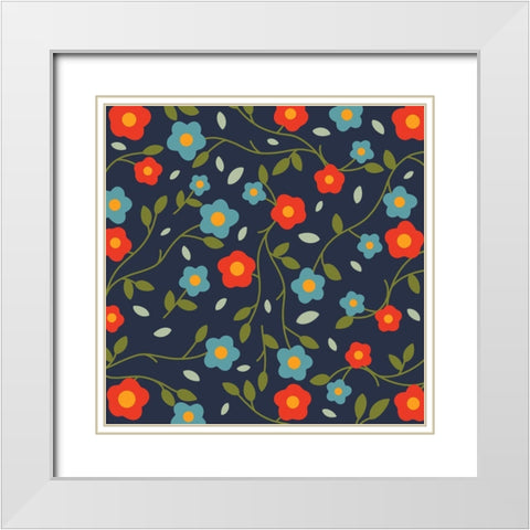 Vintage Blooms 1 White Modern Wood Framed Art Print with Double Matting by Prime, Marcus