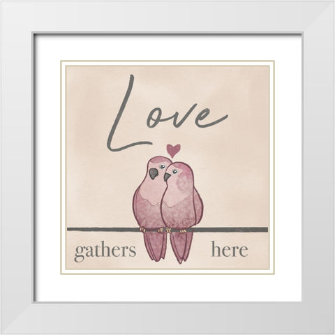 Love Gathers White Modern Wood Framed Art Print with Double Matting by Prime, Marcus
