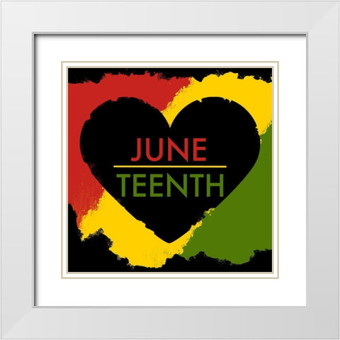 Juneteenth Heart White Modern Wood Framed Art Print with Double Matting by Prime, Marcus
