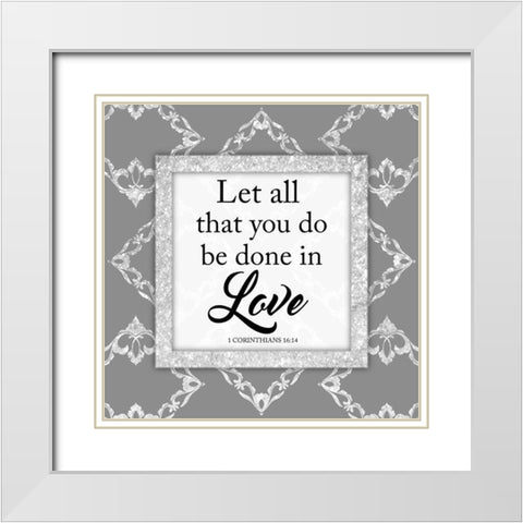 Done In Love 1 White Modern Wood Framed Art Print with Double Matting by Prime, Marcus