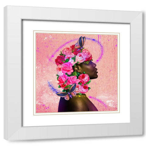 Woman Flourish White Modern Wood Framed Art Print with Double Matting by Prime, Marcus