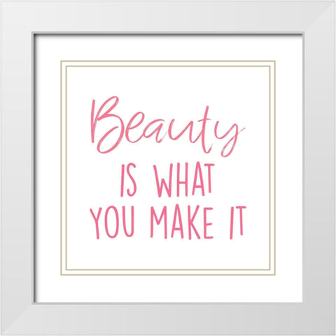 Making Beauty 1 White Modern Wood Framed Art Print with Double Matting by Prime, Marcus