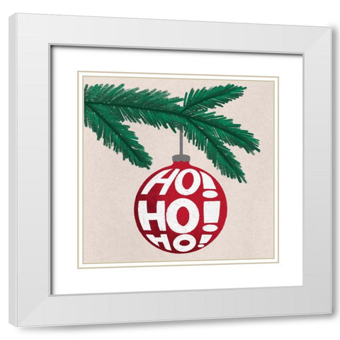 Ho Ho Ho White Modern Wood Framed Art Print with Double Matting by Prime, Marcus