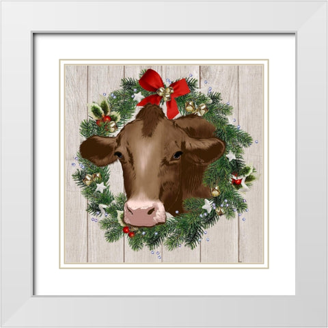 Merry Cow White Modern Wood Framed Art Print with Double Matting by Prime, Marcus