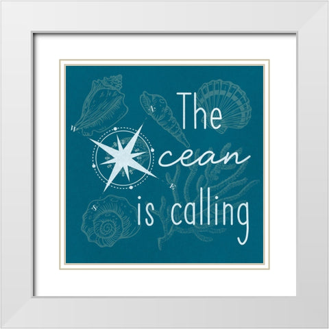 Calling Ocean White Modern Wood Framed Art Print with Double Matting by Prime, Marcus
