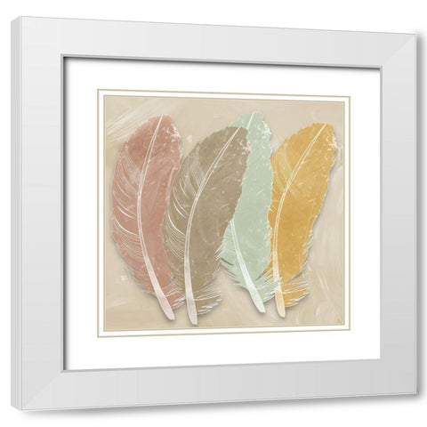 Feather Bunch White Modern Wood Framed Art Print with Double Matting by Prime, Marcus