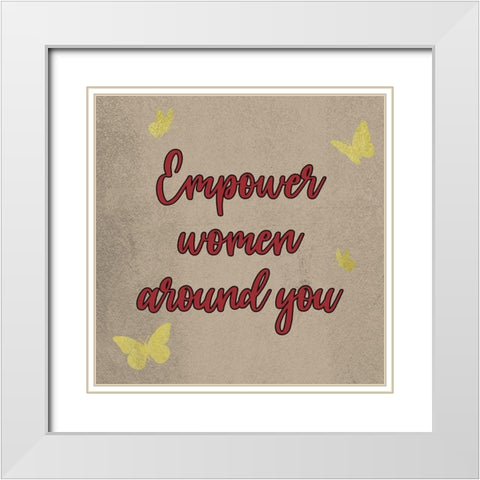 Crimson Empower Women White Modern Wood Framed Art Print with Double Matting by Prime, Marcus