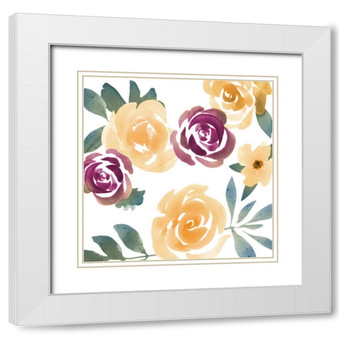 Bright Floral Bunch 1 White Modern Wood Framed Art Print with Double Matting by Prime, Marcus