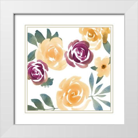 Bright Floral Bunch 1 White Modern Wood Framed Art Print with Double Matting by Prime, Marcus