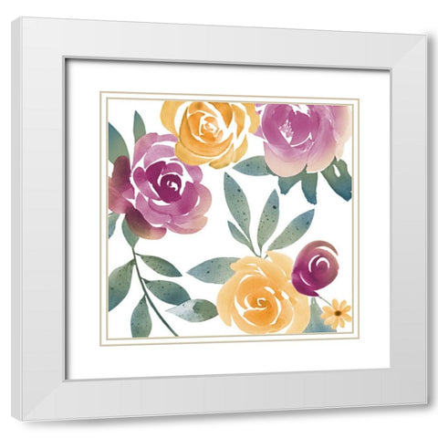 Bright Floral Bunch 2 White Modern Wood Framed Art Print with Double Matting by Prime, Marcus