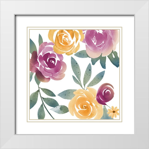 Bright Floral Bunch 2 White Modern Wood Framed Art Print with Double Matting by Prime, Marcus