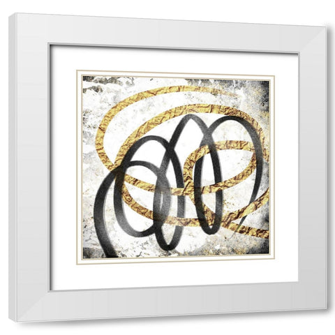Gold And Black Scribble 2 White Modern Wood Framed Art Print with Double Matting by Prime, Marcus