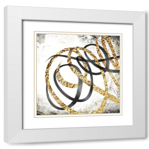 Gold And Black Scribble 3 White Modern Wood Framed Art Print with Double Matting by Prime, Marcus