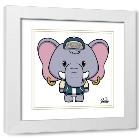 Ethan Elephant White Modern Wood Framed Art Print with Double Matting by Prime, Marcus