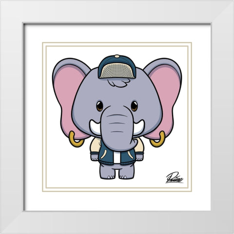 Ethan Elephant White Modern Wood Framed Art Print with Double Matting by Prime, Marcus