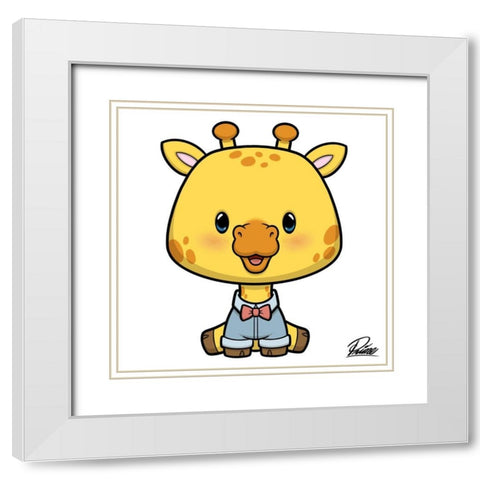 Gavin Giraffe White Modern Wood Framed Art Print with Double Matting by Prime, Marcus