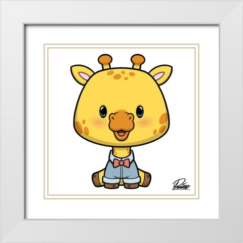 Gavin Giraffe White Modern Wood Framed Art Print with Double Matting by Prime, Marcus