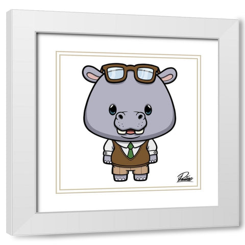 Hudson Hippo White Modern Wood Framed Art Print with Double Matting by Prime, Marcus
