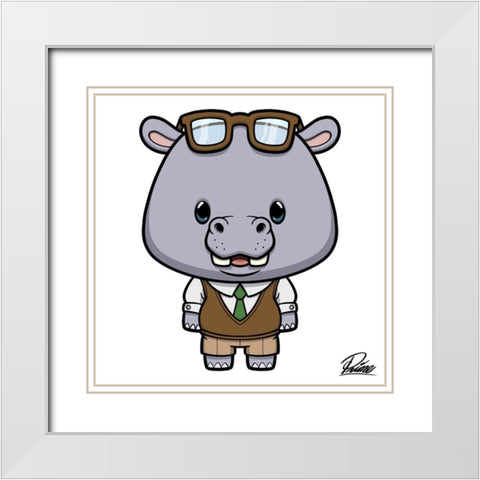 Hudson Hippo White Modern Wood Framed Art Print with Double Matting by Prime, Marcus