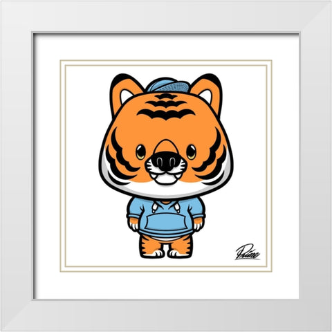 Kye Tiger White Modern Wood Framed Art Print with Double Matting by Prime, Marcus