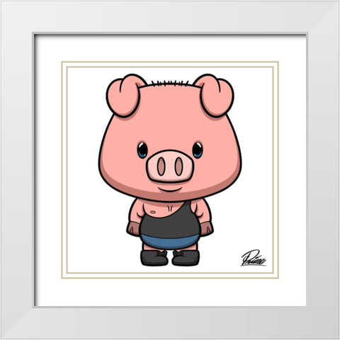 Preston Pig White Modern Wood Framed Art Print with Double Matting by Prime, Marcus