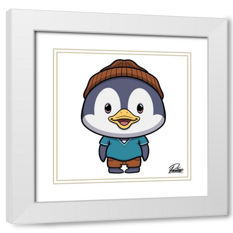 Pryce Penguin White Modern Wood Framed Art Print with Double Matting by Prime, Marcus