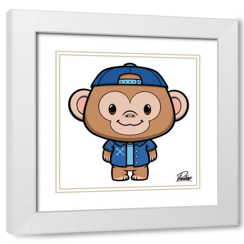 Ramsey Monkey White Modern Wood Framed Art Print with Double Matting by Prime, Marcus