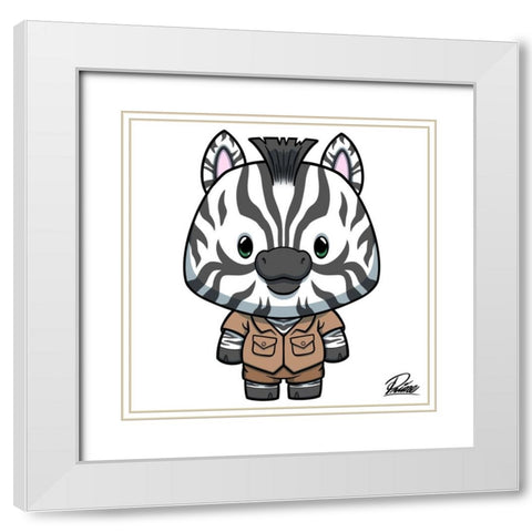 Zane Zebra White Modern Wood Framed Art Print with Double Matting by Prime, Marcus