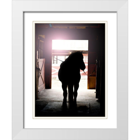 Horse Silhouette White Modern Wood Framed Art Print with Double Matting by Reed, Michele