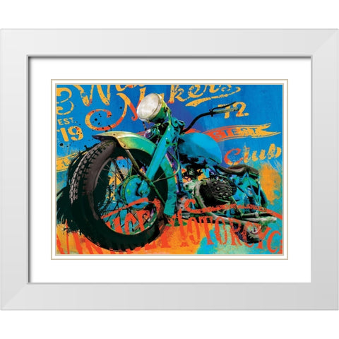 Vintage Bikes White Modern Wood Framed Art Print with Double Matting by Miller, Savannah