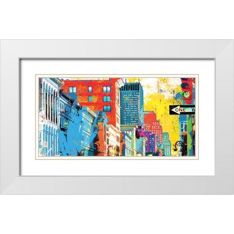 Broadway And Spring Street White Modern Wood Framed Art Print with Double Matting by Miller, Savannah