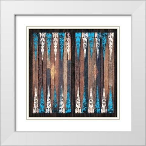 Backgammon Blues White Modern Wood Framed Art Print with Double Matting by Miller, Savannah