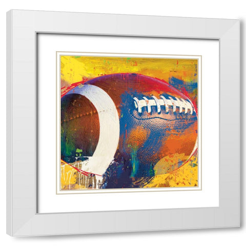 Football White Modern Wood Framed Art Print with Double Matting by Miller, Savannah