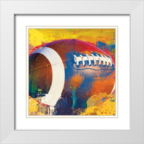 Football White Modern Wood Framed Art Print with Double Matting by Miller, Savannah