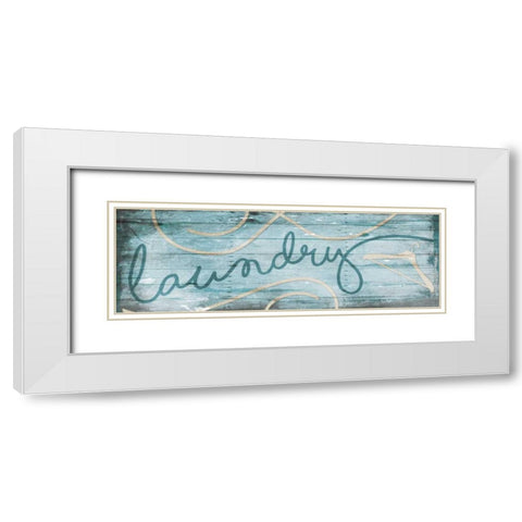 Laundry Hanger Blue White Modern Wood Framed Art Print with Double Matting by Villa, Milli