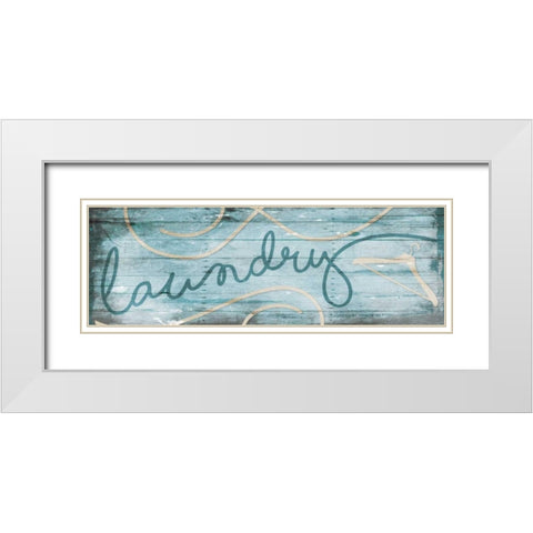 Laundry Hanger Blue White Modern Wood Framed Art Print with Double Matting by Villa, Milli