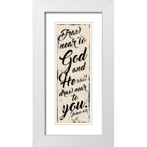 Draw Near Reverse Cream White Modern Wood Framed Art Print with Double Matting by Villa, Mlli