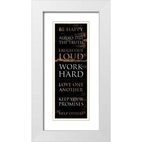 Be Happy White Modern Wood Framed Art Print with Double Matting by Villa, Mlli