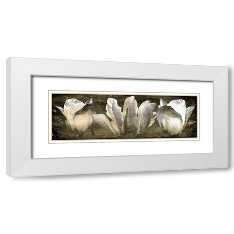 Three Tulips Amber White Modern Wood Framed Art Print with Double Matting by Villa, Mlli