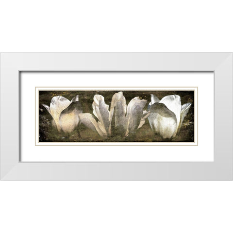 Three Tulips Amber White Modern Wood Framed Art Print with Double Matting by Villa, Mlli