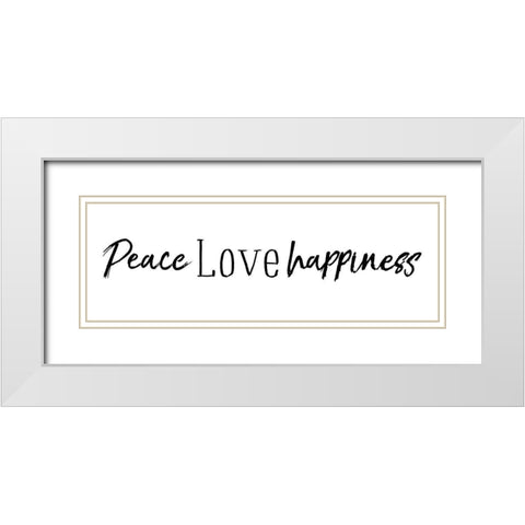 Peace Love Happiness White Modern Wood Framed Art Print with Double Matting by Villa, Mlli